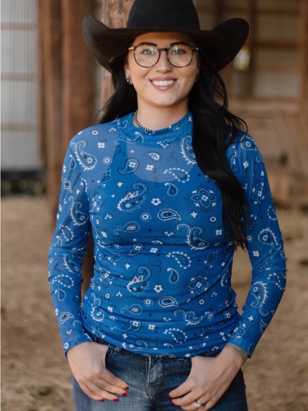 Bandana Babe Mesh Top Blue